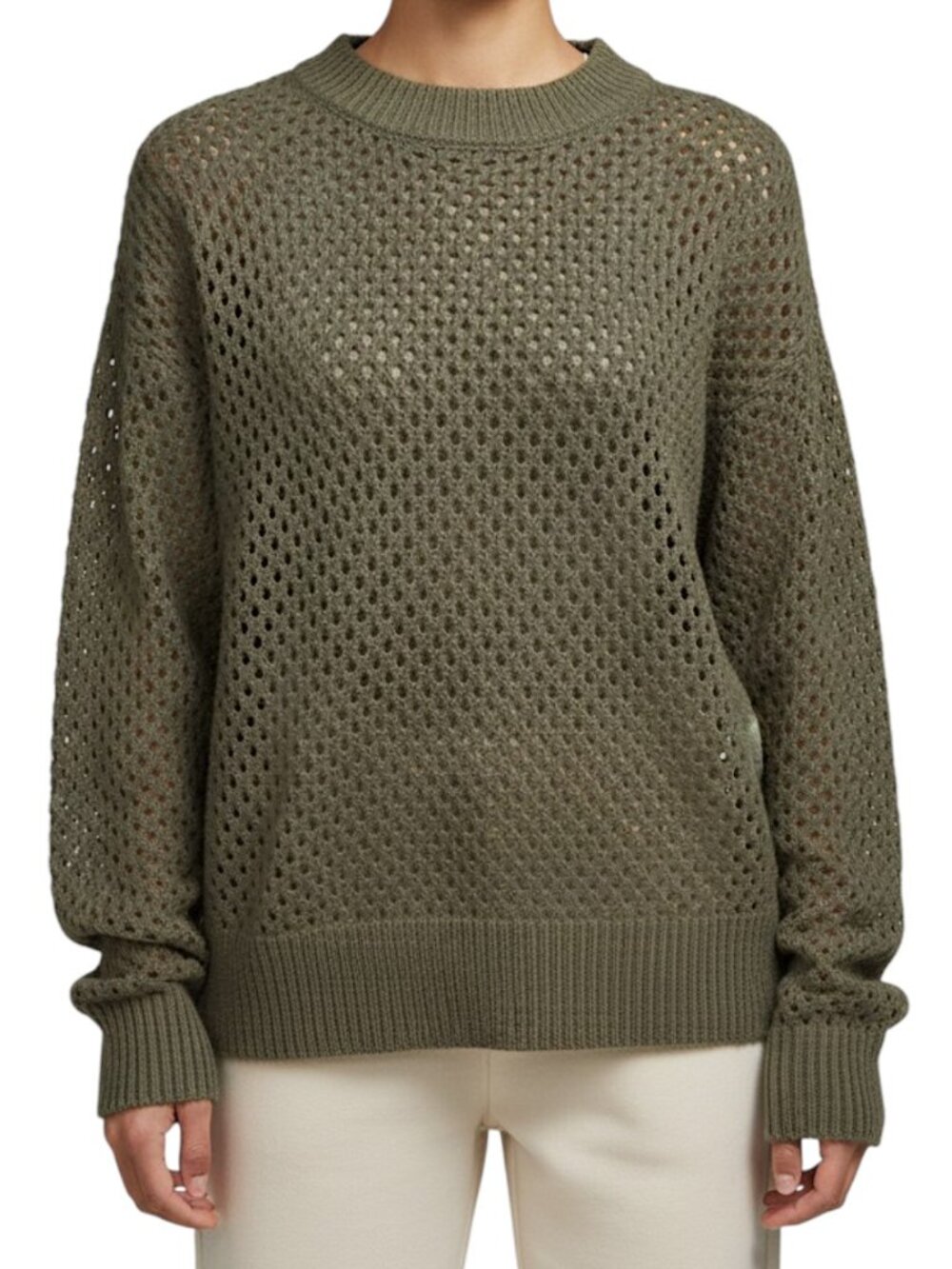 Charlotte Russe Olive Green Open Knit Sweater Women's Size S